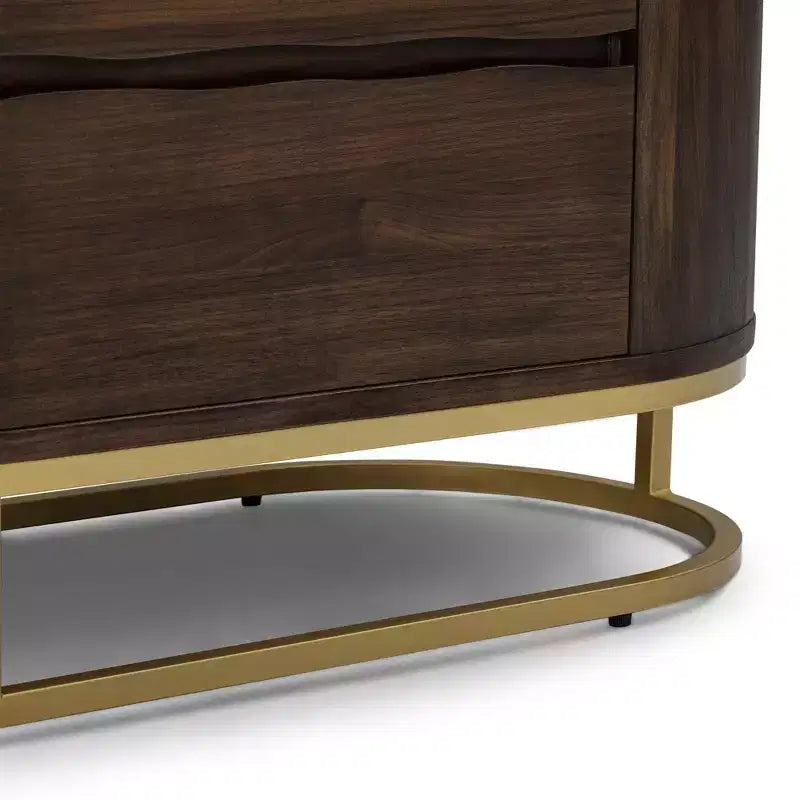 Teamson Home Seneca Modern 6-Drawer Dresser with Live Edge Design, Metal Base & Durable Mixed Wood Construction