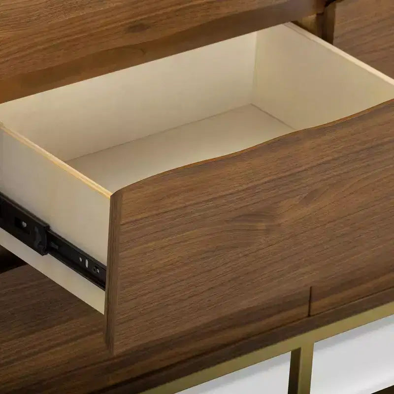 Teamson Home Seneca Modern 6-Drawer Dresser with Live Edge Design, Metal Base & Durable Mixed Wood Construction