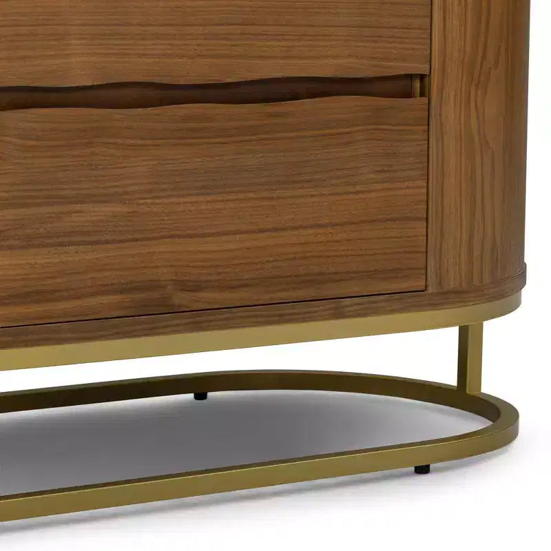 Teamson Home Seneca Modern 6-Drawer Dresser with Live Edge Design, Metal Base & Durable Mixed Wood Construction