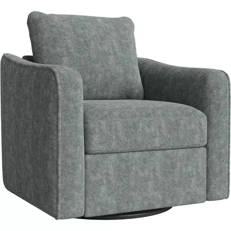 Acekool 360 Swivel Accent Chair, Ergonomic Backrest, Linen Upholstery, Steel Base, 440 lbs Support, for Living Room, Bedroom, Office