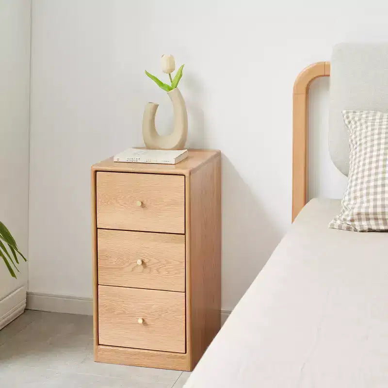 Solid Oak Wood Small Dresser - Modern Bedroom Chest of Drawers with Solid Wood Sliding Rail - Narrow Design for Living Room, Hallway