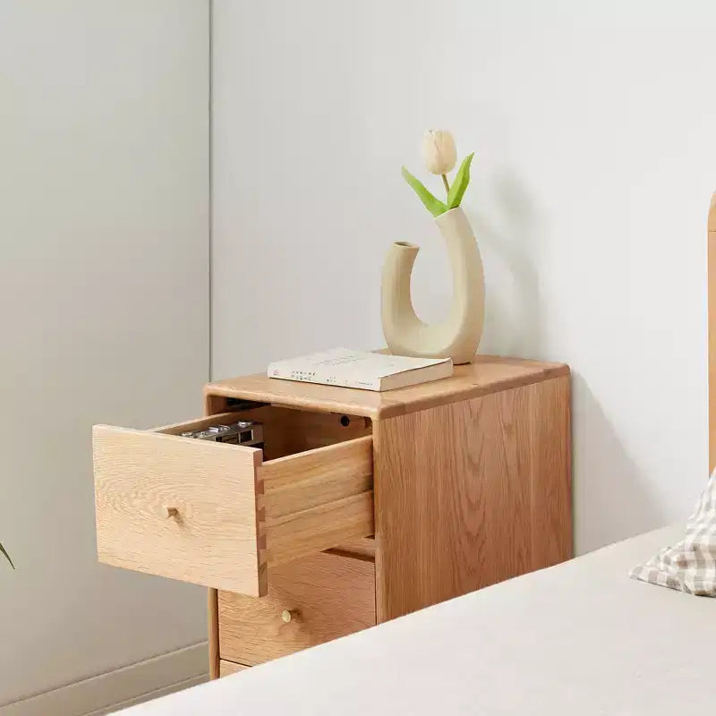 Solid Oak Wood Small Dresser - Modern Bedroom Chest of Drawers with Solid Wood Sliding Rail - Narrow Design for Living Room, Hallway