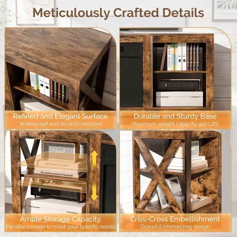 VINGLI TV Stands & Entertainment Centers For Tvs Up To 70'' Farmhouse with 18'' Fireplace