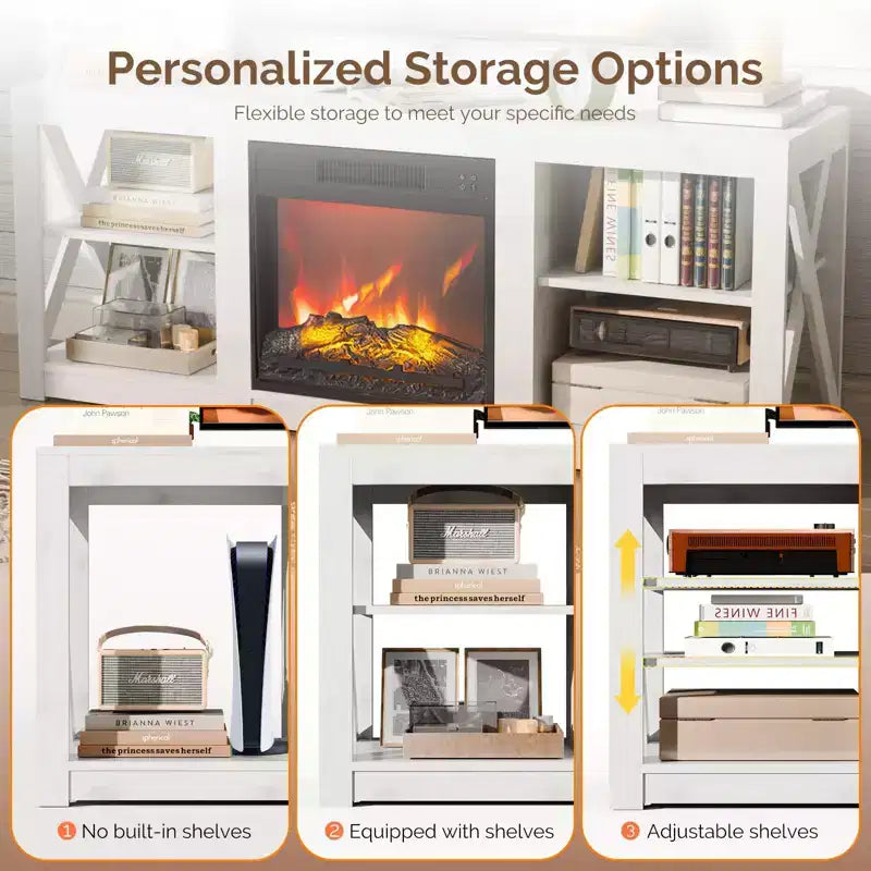 VINGLI TV Stands & Entertainment Centers For Tvs Up To 70'' Farmhouse with 18'' Fireplace