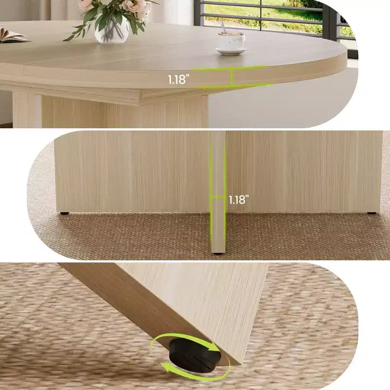43.3''-59'' Extendable Dining Table for 4-8, Wood Kitchen Table with Hidden Storage & Cross Base, Modern Dinner Table for Kitchen Dining Room