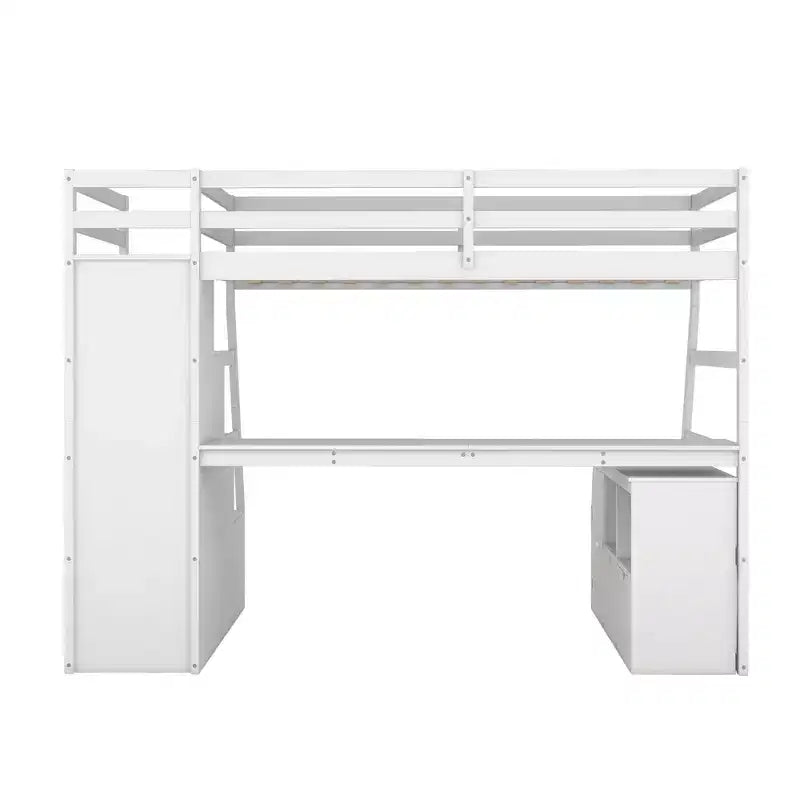 Luxystar Twin Size Loft Bed with 7 Drawers, 2 Shelves, Cabinet and Desk for Kids and Teens