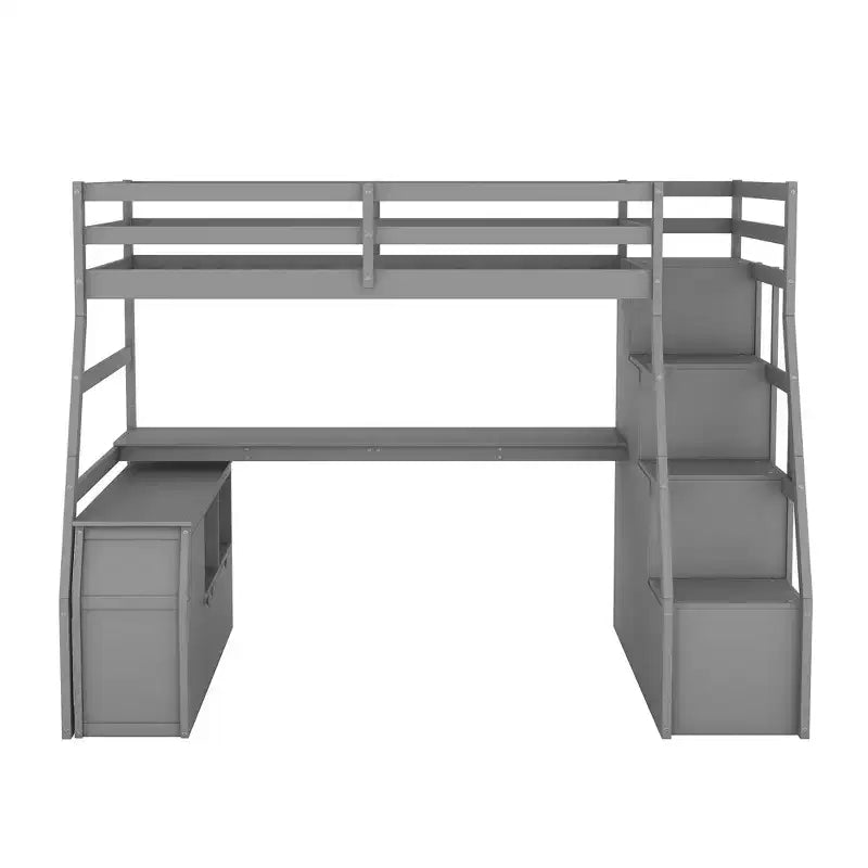 Luxystar Twin Size Loft Bed with 7 Drawers, 2 Shelves, Cabinet and Desk for Kids and Teens