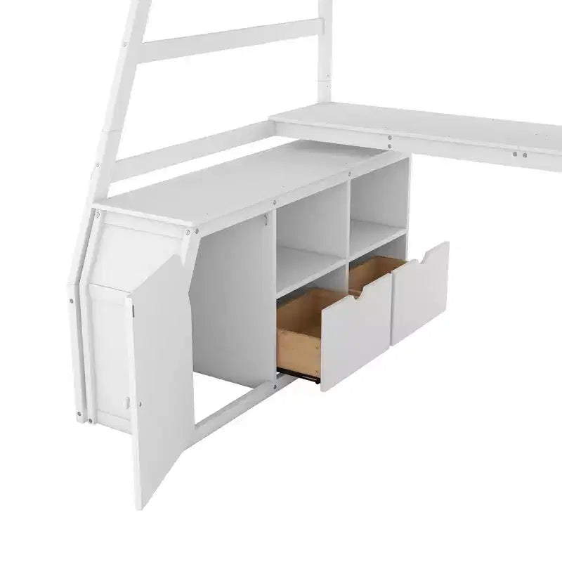 Luxystar Twin Size Loft Bed with 7 Drawers, 2 Shelves, Cabinet and Desk for Kids and Teens