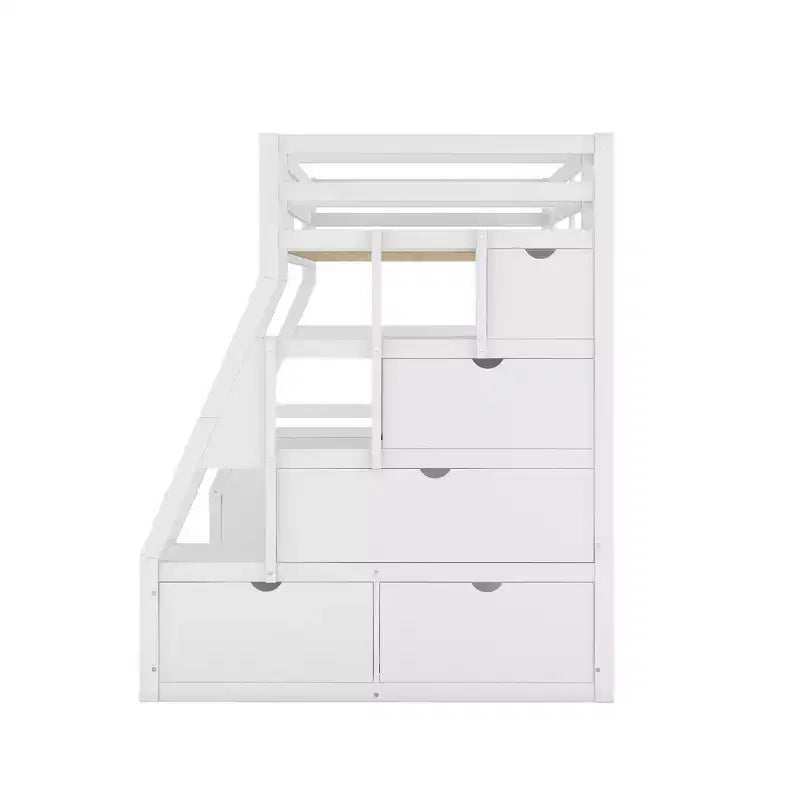 Luxystar Twin Size Loft Bed with 7 Drawers, 2 Shelves, Cabinet and Desk for Kids and Teens