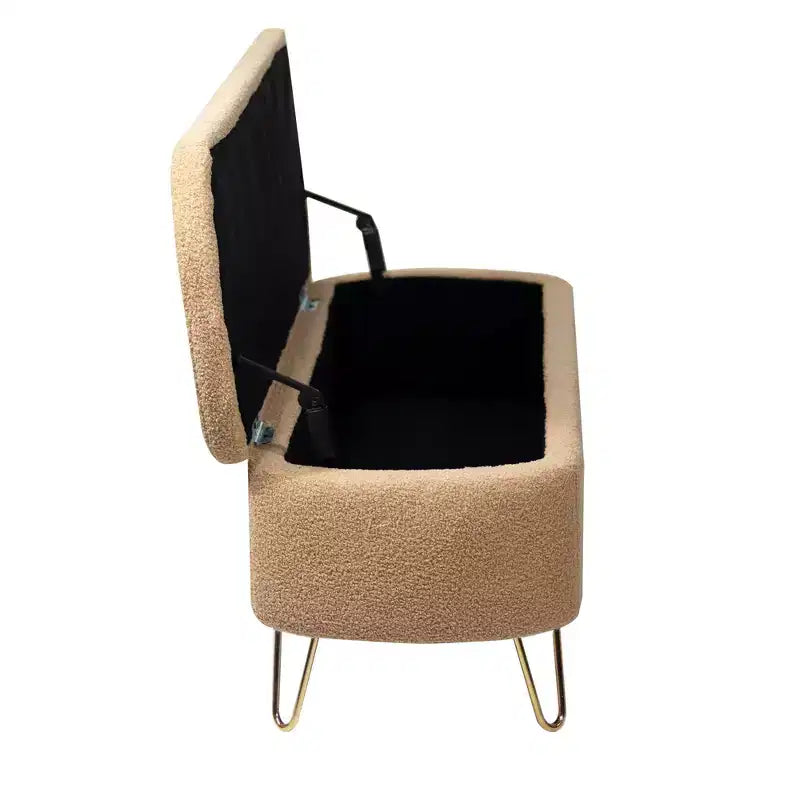 TUYOHW 39 Modern Storage Bench with Faux Fur Upholstered Entryway Bench with Gold Legs End of Bed Bench Ottoman for Living Room, Bedroom