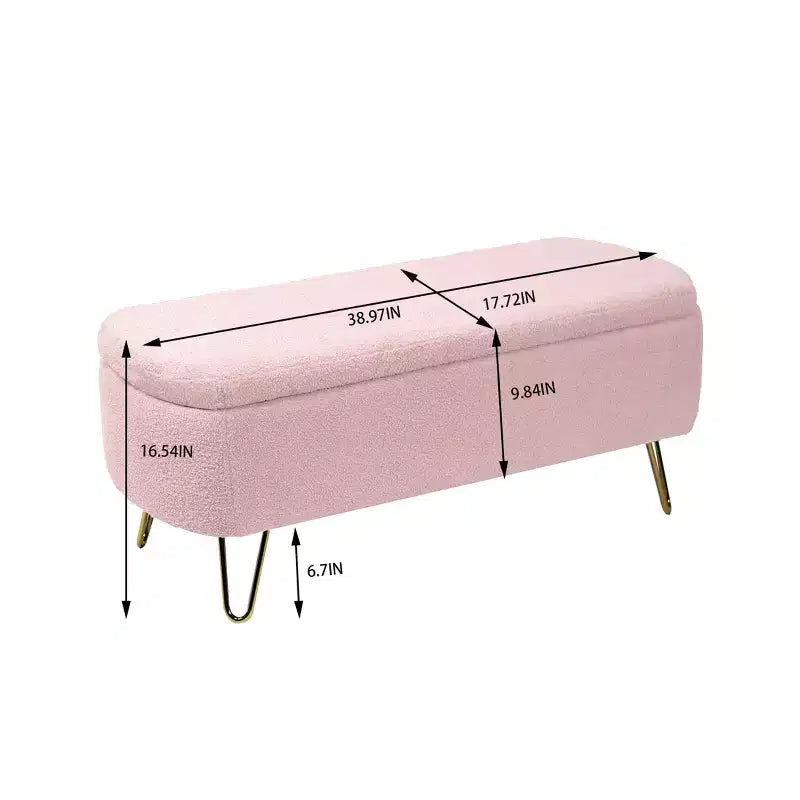 TUYOHW 39 Modern Storage Bench with Faux Fur Upholstered Entryway Bench with Gold Legs End of Bed Bench Ottoman for Living Room, Bedroom