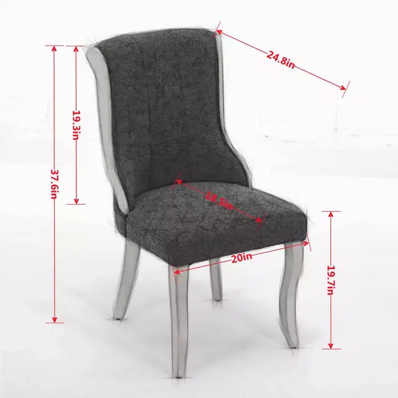 TUYOHW Snow Velvet Dining Chairs Set of 2,Modern Upholstered Lounge Chairs with Curved Wood Trim,Sculpted Legs,Accent Chair for Dining Room