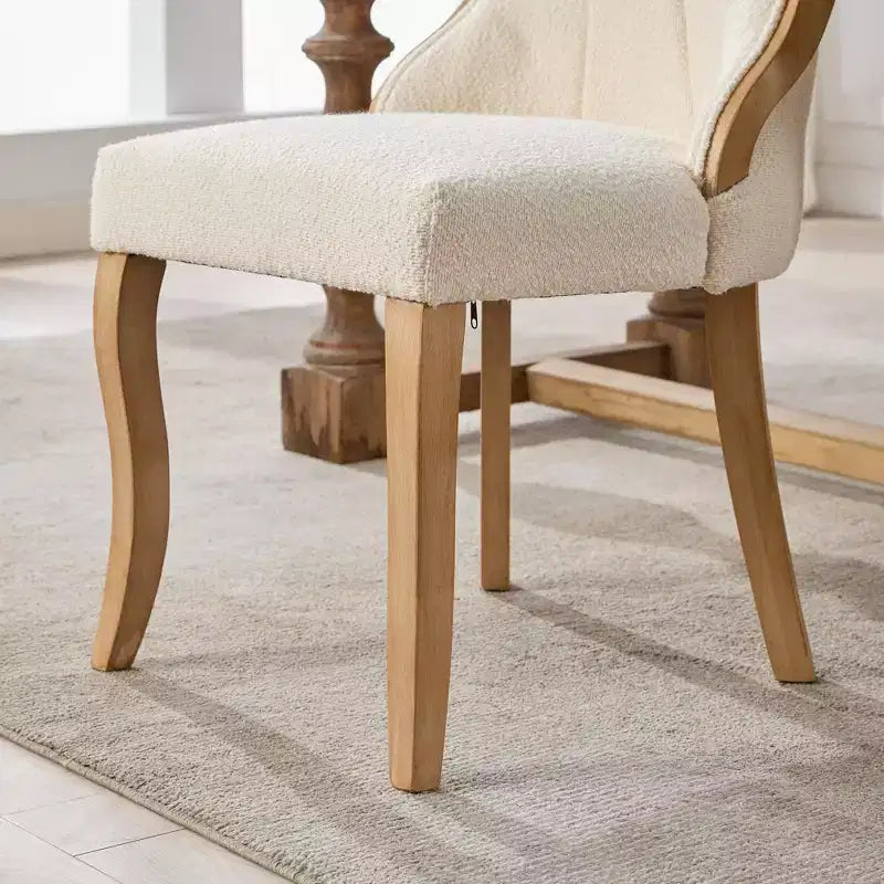 TUYOHW Snow Velvet Dining Chairs Set of 2,Modern Upholstered Lounge Chairs with Curved Wood Trim,Sculpted Legs,Accent Chair for Dining Room