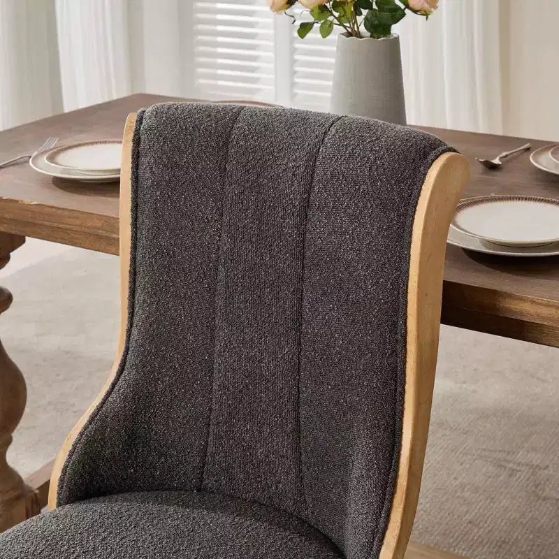 TUYOHW Snow Velvet Dining Chairs Set of 2,Modern Upholstered Lounge Chairs with Curved Wood Trim,Sculpted Legs,Accent Chair for Dining Room