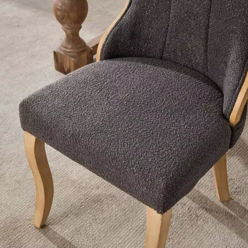 TUYOHW Snow Velvet Dining Chairs Set of 2,Modern Upholstered Lounge Chairs with Curved Wood Trim,Sculpted Legs,Accent Chair for Dining Room