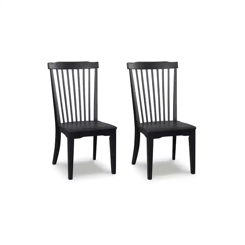 Signature Design by Ashley Chadworth Dining Room Side Chairs, Set of 2, Black Wood Spindle-Back Design