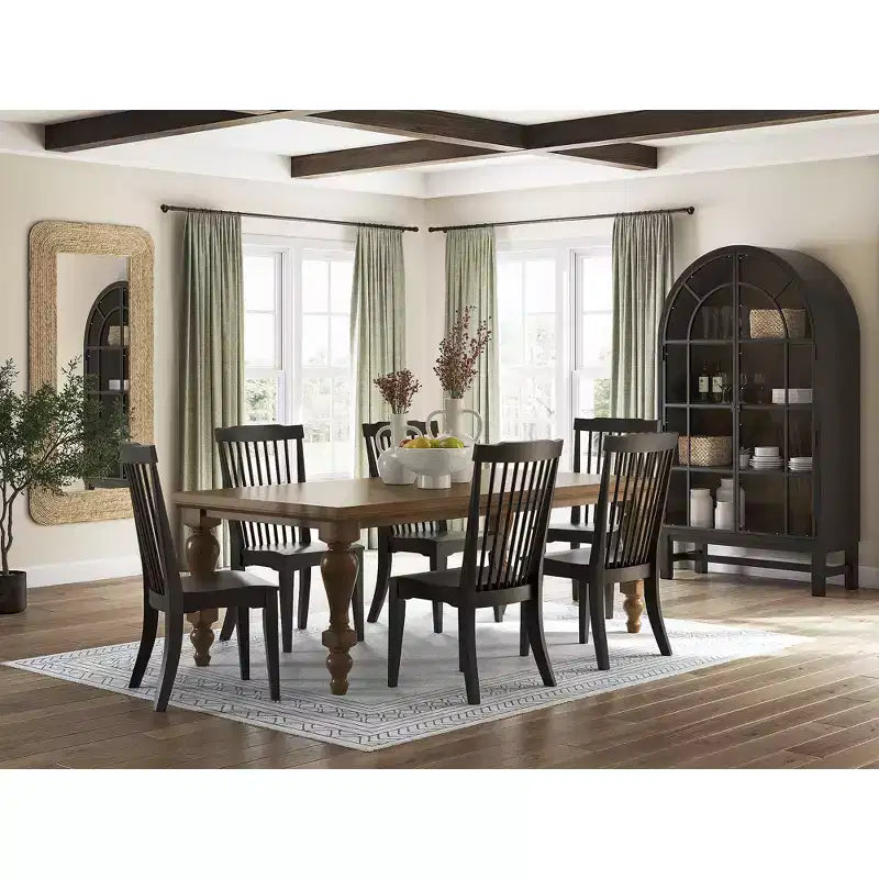 Signature Design by Ashley Chadworth Dining Room Side Chairs, Set of 2, Black Wood Spindle-Back Design