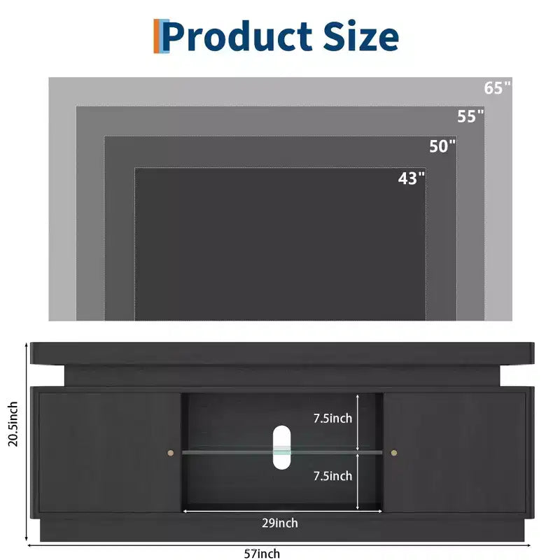 TV Stand with Power Outlet, Entertainment Center with Storage and Adjustable Shelf, TV Console for Living Room, Modern Media Console