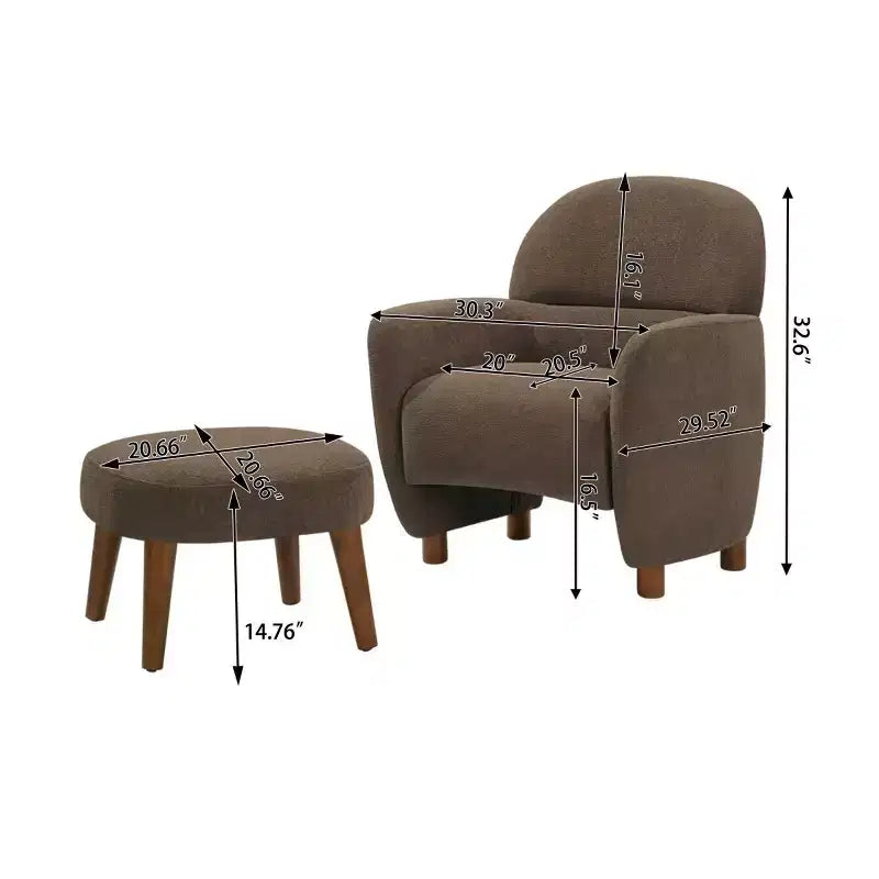 Modern Accent Chair and Ottoman Set, Fabric Upholstered Sofa Chair for Living Room, Reading Chair for Bedroom or Apartment-Panipeachy