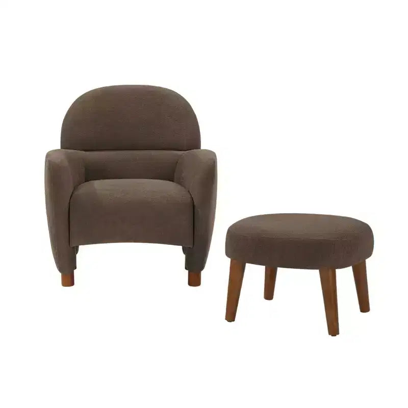 Modern Accent Chair and Ottoman Set, Fabric Upholstered Sofa Chair for Living Room, Reading Chair for Bedroom or Apartment-Panipeachy