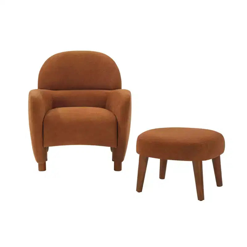 Modern Accent Chair and Ottoman Set, Fabric Upholstered Sofa Chair for Living Room, Reading Chair for Bedroom or Apartment-Panipeachy
