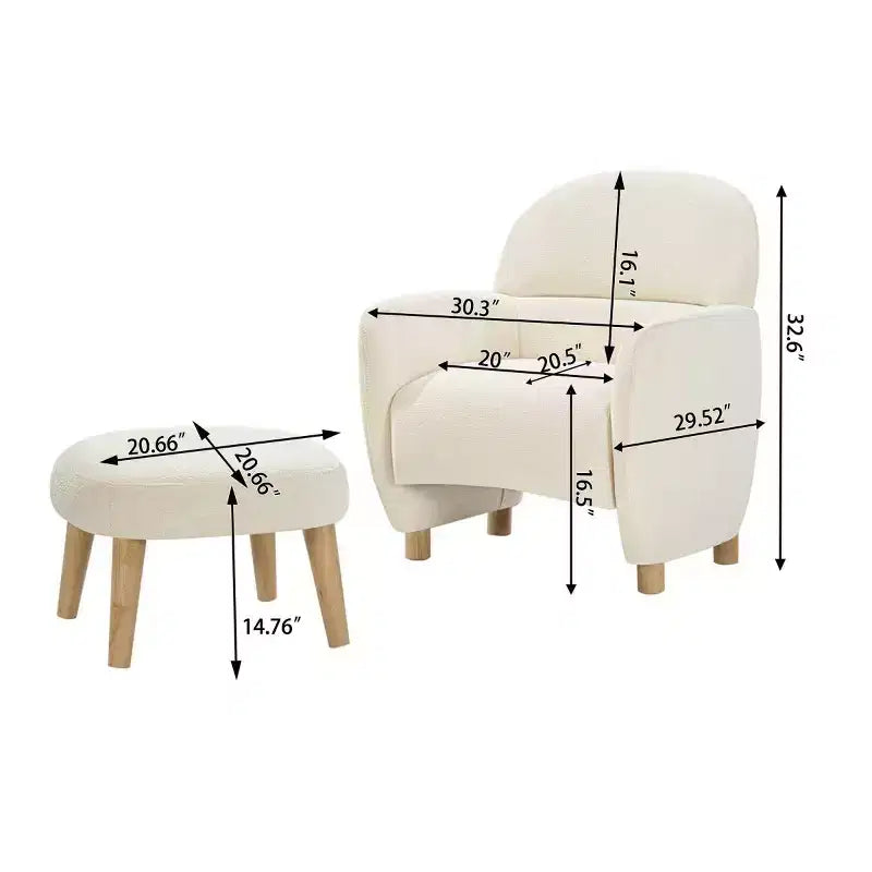Modern Accent Chair and Ottoman Set, Fabric Upholstered Sofa Chair for Living Room, Reading Chair for Bedroom or Apartment-Panipeachy