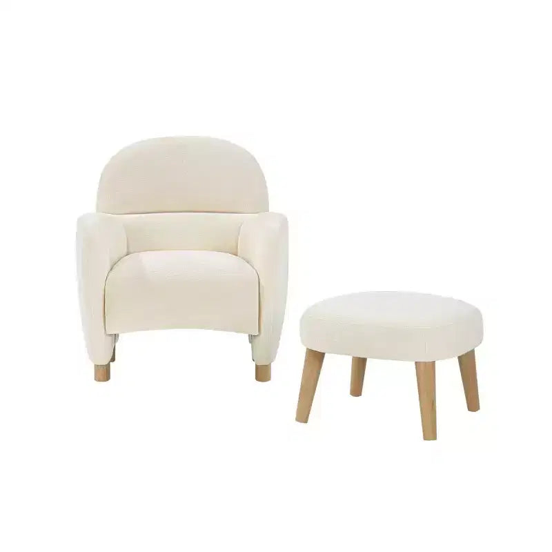 Modern Accent Chair and Ottoman Set, Fabric Upholstered Sofa Chair for Living Room, Reading Chair for Bedroom or Apartment-Panipeachy