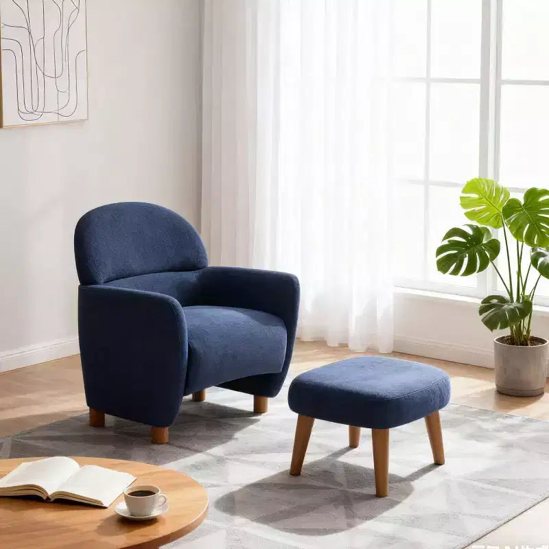 Modern Accent Chair and Ottoman Set, Fabric Upholstered Sofa Chair for Living Room, Reading Chair for Bedroom or Apartment-Panipeachy