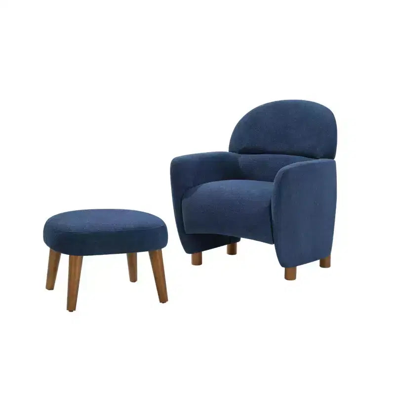 Modern Accent Chair and Ottoman Set, Fabric Upholstered Sofa Chair for Living Room, Reading Chair for Bedroom or Apartment-Panipeachy