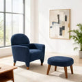 Modern Accent Chair and Ottoman Set, Fabric Upholstered Sofa Chair for Living Room, Reading Chair for Bedroom or Apartment-Panipeachy