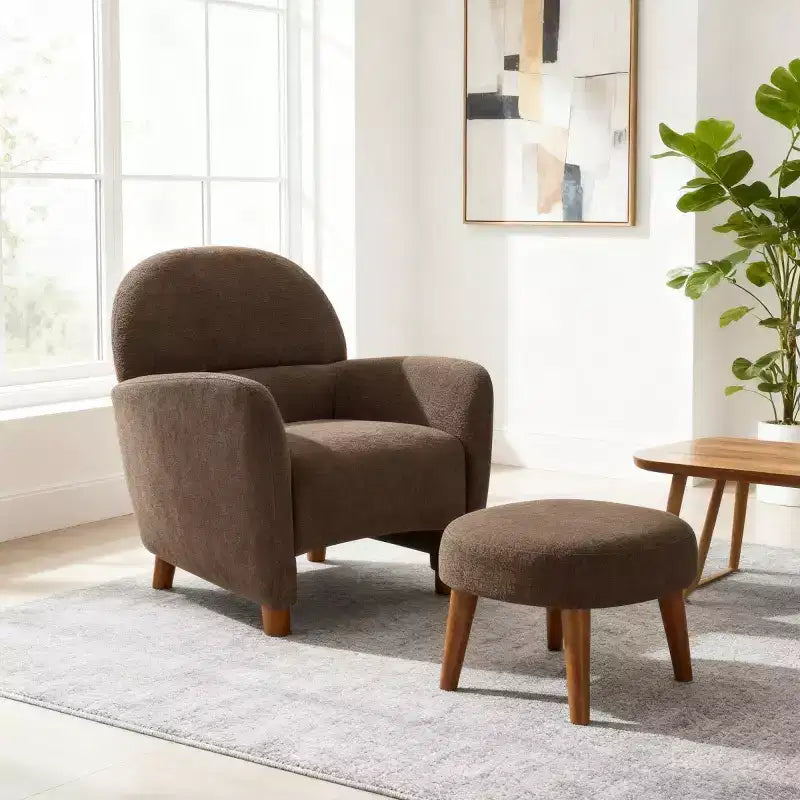 Ensemble fauteuil et ottoman de style moderne, fauteuil de salon rembourré en tissu, fauteuil de lecture pour chambre ou appartement-Panipeachy