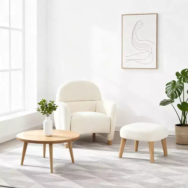 Ensemble fauteuil et ottoman de style moderne, fauteuil de salon rembourré en tissu, fauteuil de lecture pour chambre ou appartement-Panipeachy