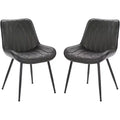 Set of 2 Mid-Century Modern Dining Chairs, Faux Leather Upholstered Accent Chairs with Backrest & Sturdy Metal Legs for Kitchen, Dining Room
