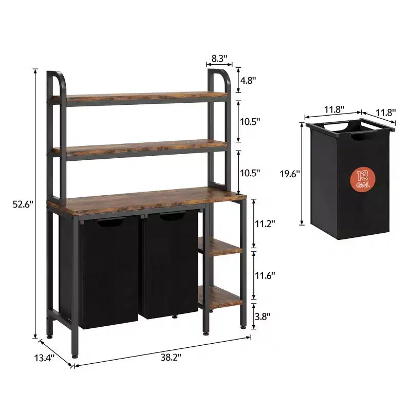 Laundry Basket With Rack, 2 Washing Sorting Machines, Laundry Basket With 2 Pull-Out And Detachable Laundry Bags