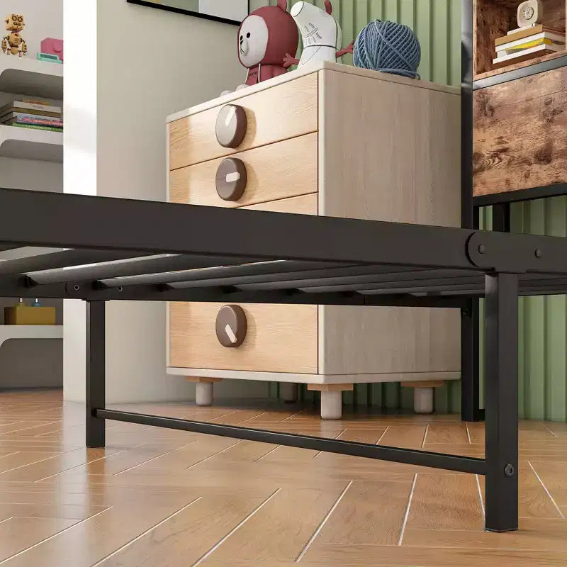 MAYEERTY Twin Size Bed Frame with Storage Headboard & Charging Station, Bookcase Shelves for Kids' Bedroom