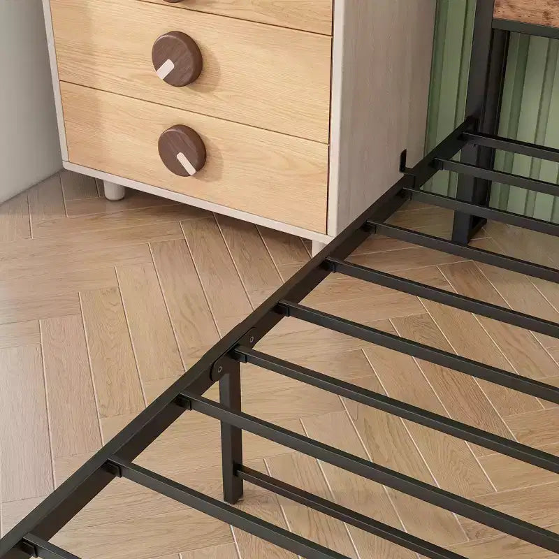 MAYEERTY Twin Size Bed Frame with Storage Headboard & Charging Station, Bookcase Shelves for Kids' Bedroom