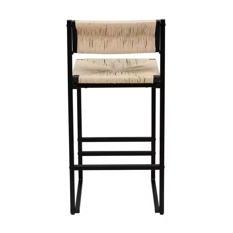 Bar Stools Set of 2, Modern Counter Height, Paper Rope Woven with Back for Kitchen Island, Dining Room, Pub, Bistro