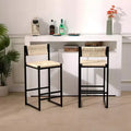 Bar Stools Set of 2, Modern Counter Height, Paper Rope Woven with Back for Kitchen Island, Dining Room, Pub, Bistro