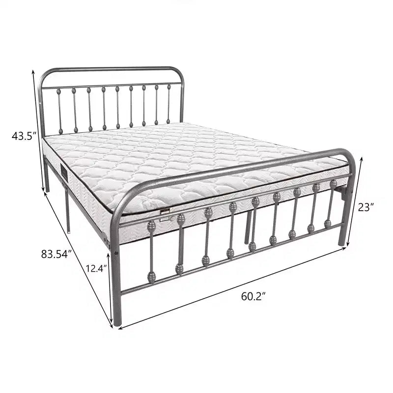 MAYEERTY Queen Size Metal Platform Bed Frame with Headboard & Footboard, Steel Slat Support No Box Spring Needed