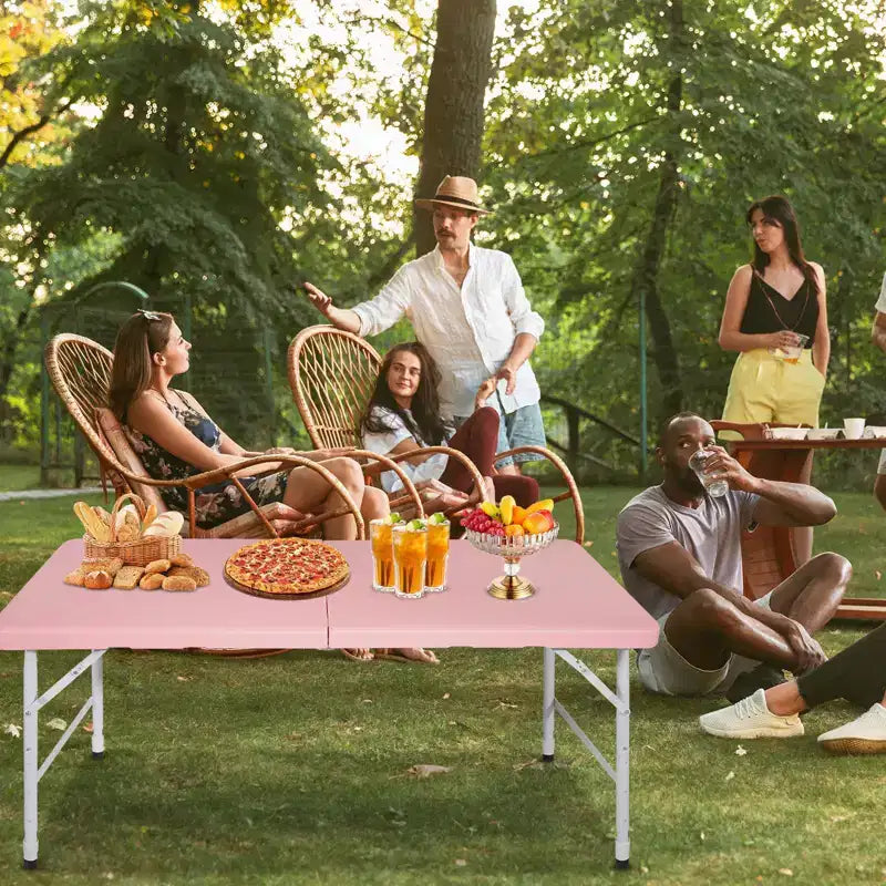 Portable Plastic Folding Table, Heavy Duty Indoor Outdoor Picnic Dining Camping Table