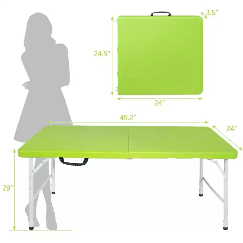 Portable Plastic Folding Table, Heavy Duty Indoor Outdoor Picnic Dining Camping Table
