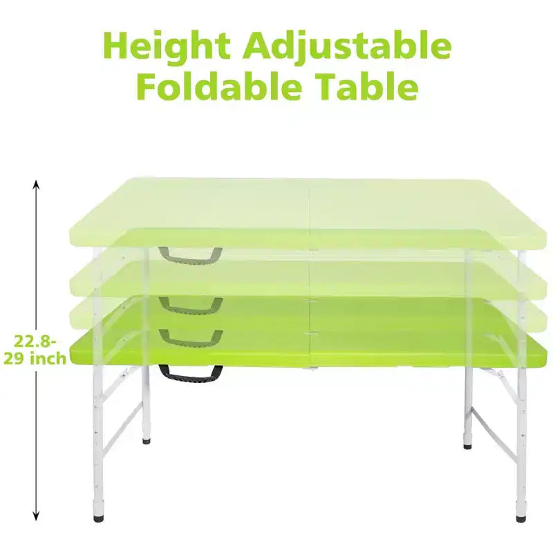 Portable Plastic Folding Table, Heavy Duty Indoor Outdoor Picnic Dining Camping Table