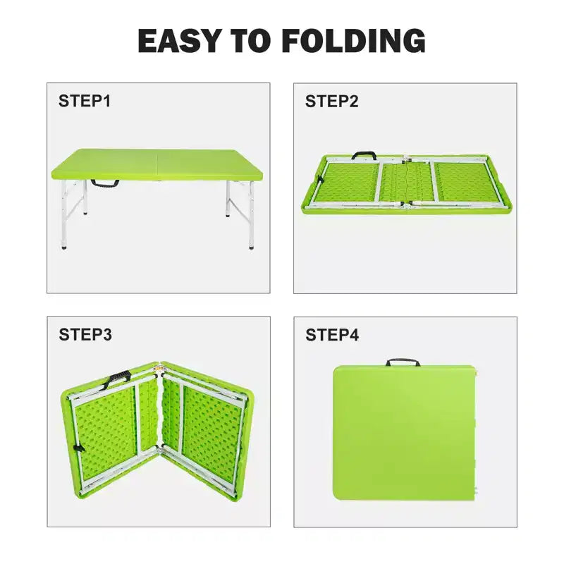 Portable Plastic Folding Table, Heavy Duty Indoor Outdoor Picnic Dining Camping Table
