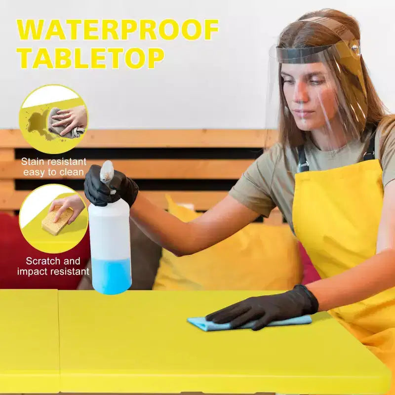 Portable Plastic Folding Table, Heavy Duty Indoor Outdoor Picnic Dining Camping Table