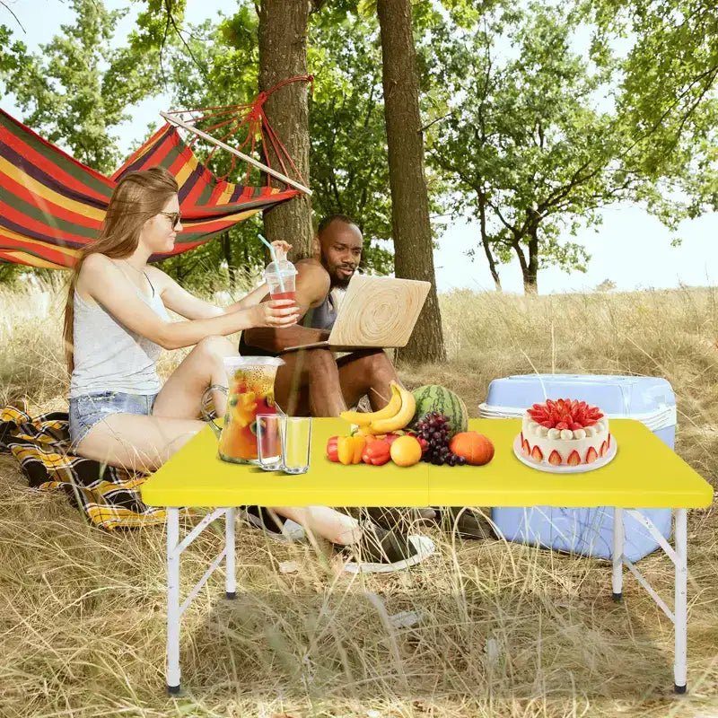 Portable Plastic Folding Table, Heavy Duty Indoor Outdoor Picnic Dining Camping Table