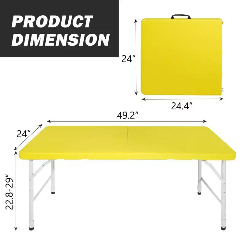Portable Plastic Folding Table, Heavy Duty Indoor Outdoor Picnic Dining Camping Table