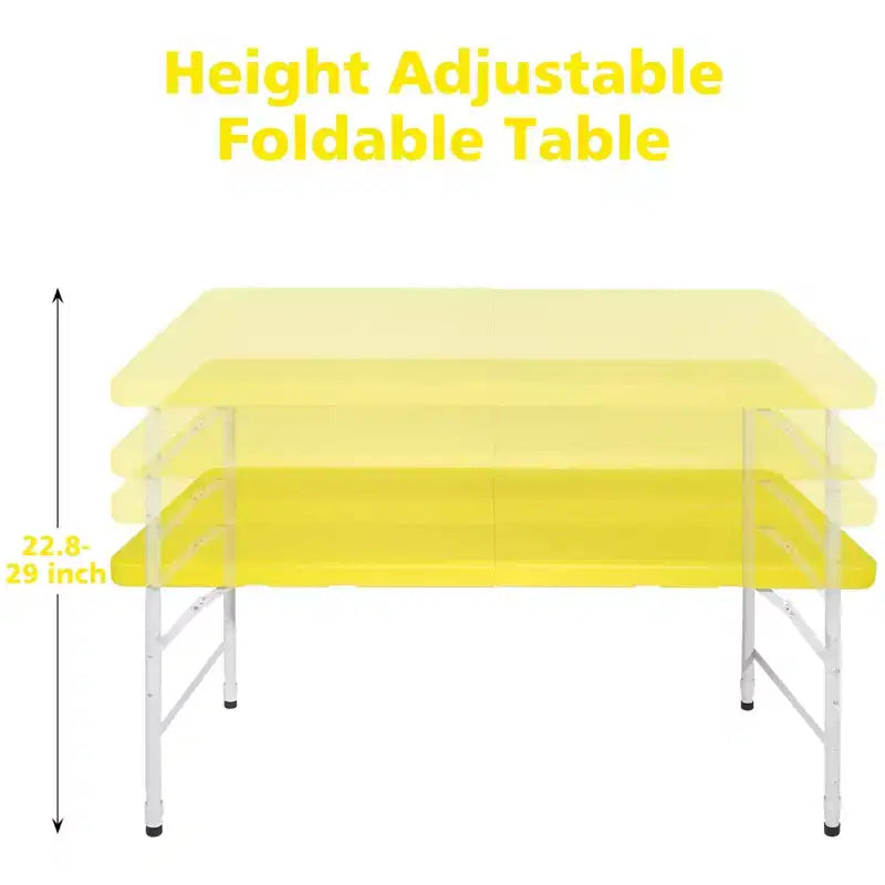 Portable Plastic Folding Table, Heavy Duty Indoor Outdoor Picnic Dining Camping Table