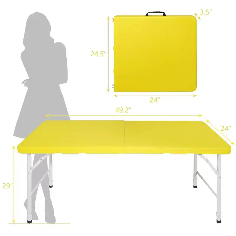 Portable Plastic Folding Table, Heavy Duty Indoor Outdoor Picnic Dining Camping Table