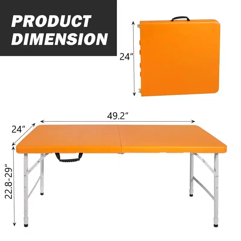 Portable Plastic Folding Table, Heavy Duty Indoor Outdoor Picnic Dining Camping Table