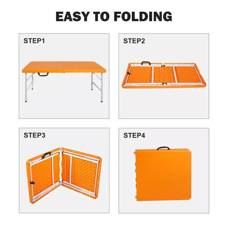 Portable Plastic Folding Table, Heavy Duty Indoor Outdoor Picnic Dining Camping Table